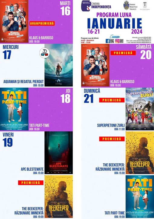 program cinema Independența