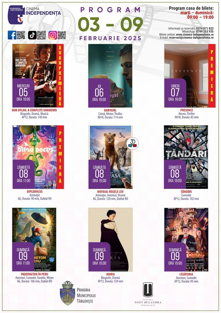 program cinema Independența
