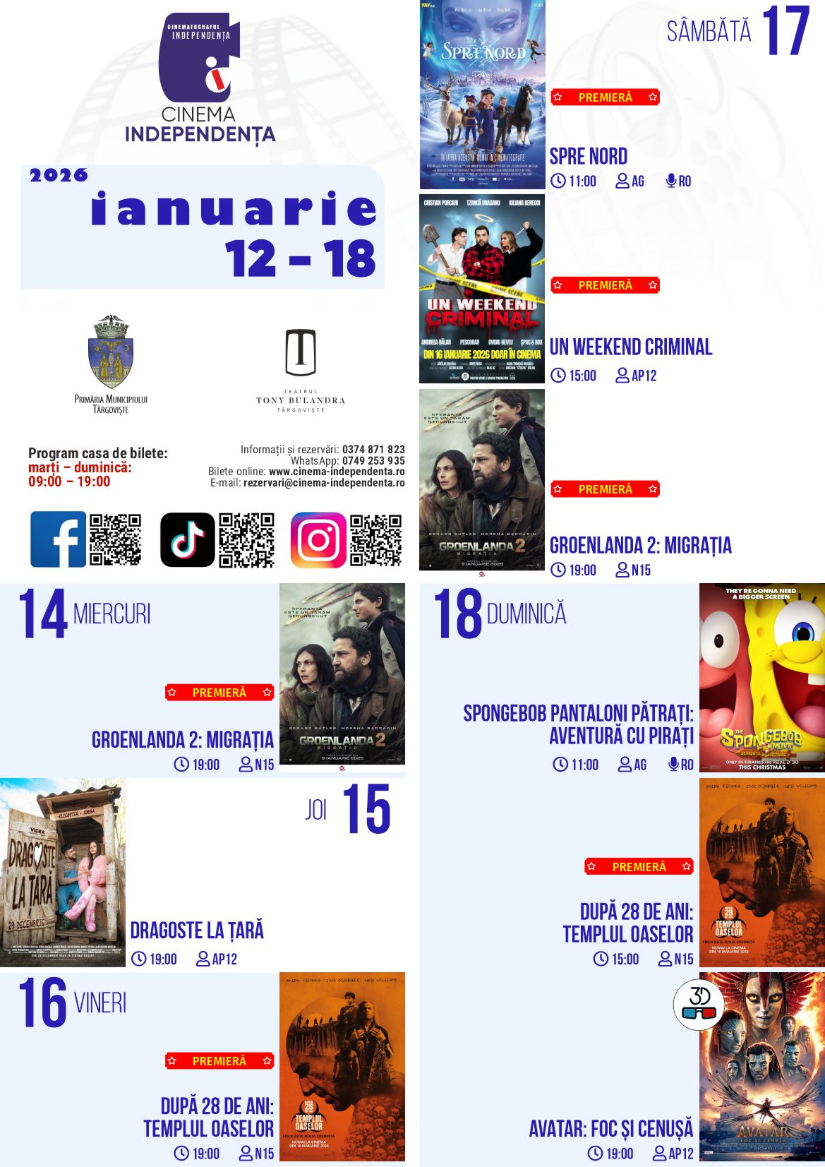 program cinema Independența