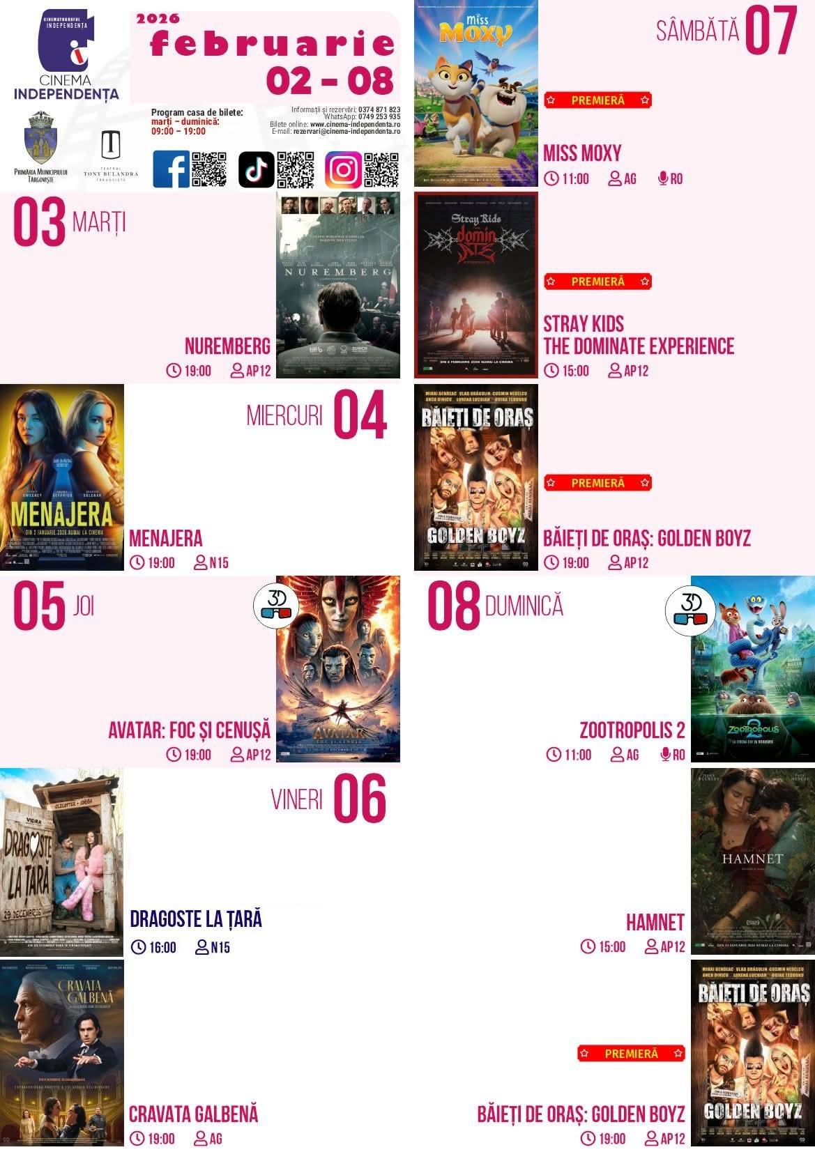 program cinema Independența
