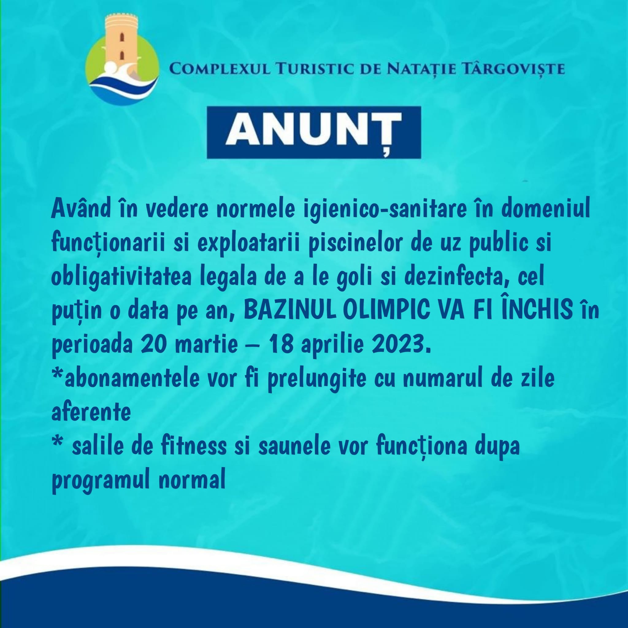 anunt complex natatie targoviste